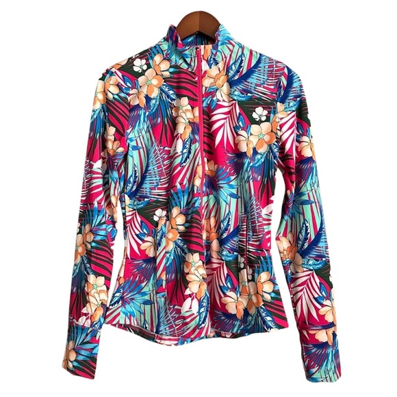 Tommy Bahama Jackets & Blazers - New! 🌺 Tommy Bahama Full Zip Active Gold & Tennis Floral Jacket Size Small